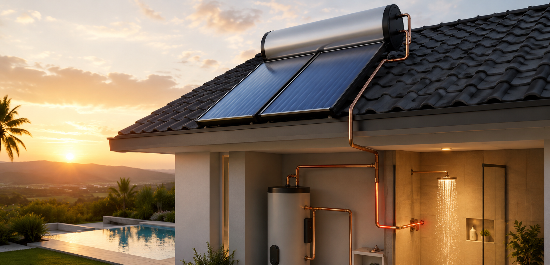 Sistema de aquecimento solar de água em residência